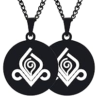 2PCS Greek Myth Flora Goddess Of Flowers Engraved Symbol Stainless Steel Men Women Jewelry Pendant Necklace Chain