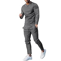 Mens Sweatsuits Casual 2 Piece Track Suits Long Sleeve Pullover Tops and Pants Set Slim Fit Athletic Tracksuit
