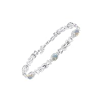 Stunning Exotic Ethiopian Opal & Diamond Love Knot Tennis Bracelet Set in Sterling Silver - Adjustable to fit 7