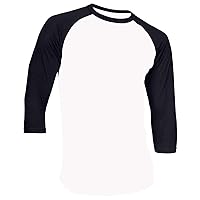 Men's Casual 3/4 Sleeve Baseball Tshirt Raglan Jersey Shirt White/.