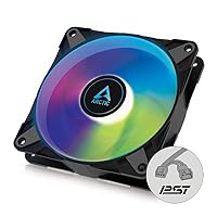ARCTIC P12 PWM PST A-RGB - 120 mm PWM case Fan Optimized for Static Pressure, case Fan, semi-Passive: 200-2000 RPM (0 RPM <5%), 5V 3 pin ARGB LED, Single Fan - Black