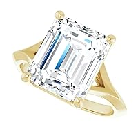Moissanite Engagement Ring, 4ct Emerald Cut, Open Shank Design, Elegant and Gorgeous