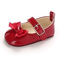 Baby Girls Bowknot Mary Jane Flats Soft Rubber Sole Toddler Walking Shoes Infant Princess Crib Wedding Dress Shoes