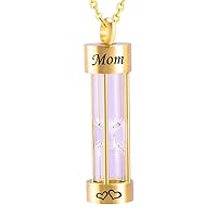weikui Cremation Jewelry for Ashes Glass Hourglass Stainless Steel Pendant Urn Necklace Funeral Keepsake