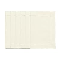 Solino Home Cotton Linen Placemats Set of 6 – Cotton Linen Hemstitch Ivory Placemats 14 x 19 Inch – Machine Washable Fabric Placemats