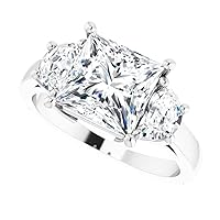 10K Solid White Gold Handmade Engagement Ring 3.0 CT Princess Cut Moissanite Diamond Solitaire Wedding/Bridal Rings for Women/Her Proposes Ring