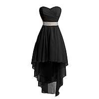 Short Sweetheart Ruched Chiffon Prom Homecoming Dress High Low Formal Party Ball Gown Black 16W