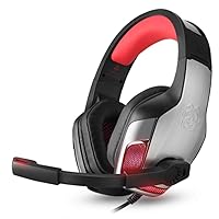 Headphones Headsets Bass Gaming Headphones with Mic LED Light for Mobile Phone PC Xbox PC Laptop (Color : Red)
