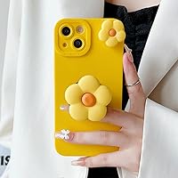 ​Cute Flower Stand Soft Silicone Phone Case for Samsung Galaxy S9 S10 S20 S21 S22 S23 Note 20 10 9 8 Mobile Phone Holder,Yellow,for Samsung S22 Plus