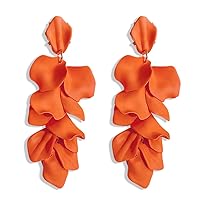 Just Follow Long Acrylic Rose Petal Earrings Dangle Exaggerated Flower Earrings Drop Statement Floral Tassel Earrings for Women and Girls