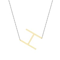 Dazzlingrock Collection Uppercase Alphabet 'H' Initial Sideway Pendant with 18 inch Chain for Mothers Day in 18K Gold