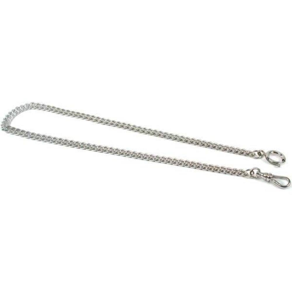 FindingKing Pocket Watch Chain FOB White Nickel Plated 13.75