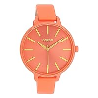 Oozoo Women's Watch with Leather Strap Color Line 42 mm Diameter Neon Colours in Various Variations