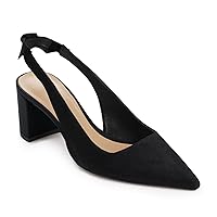 Juliet Holy Womens Pumps Pointed Toe Slip on Slingback Cute Bowknot Classic Chunky Block Heels