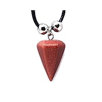 Hexagonal Healing Gemstone Crystal Point Pendulum Pendant Adjustable Necklace - Womens Fashion Handmade Reiki Jewelry Boho Accessories
