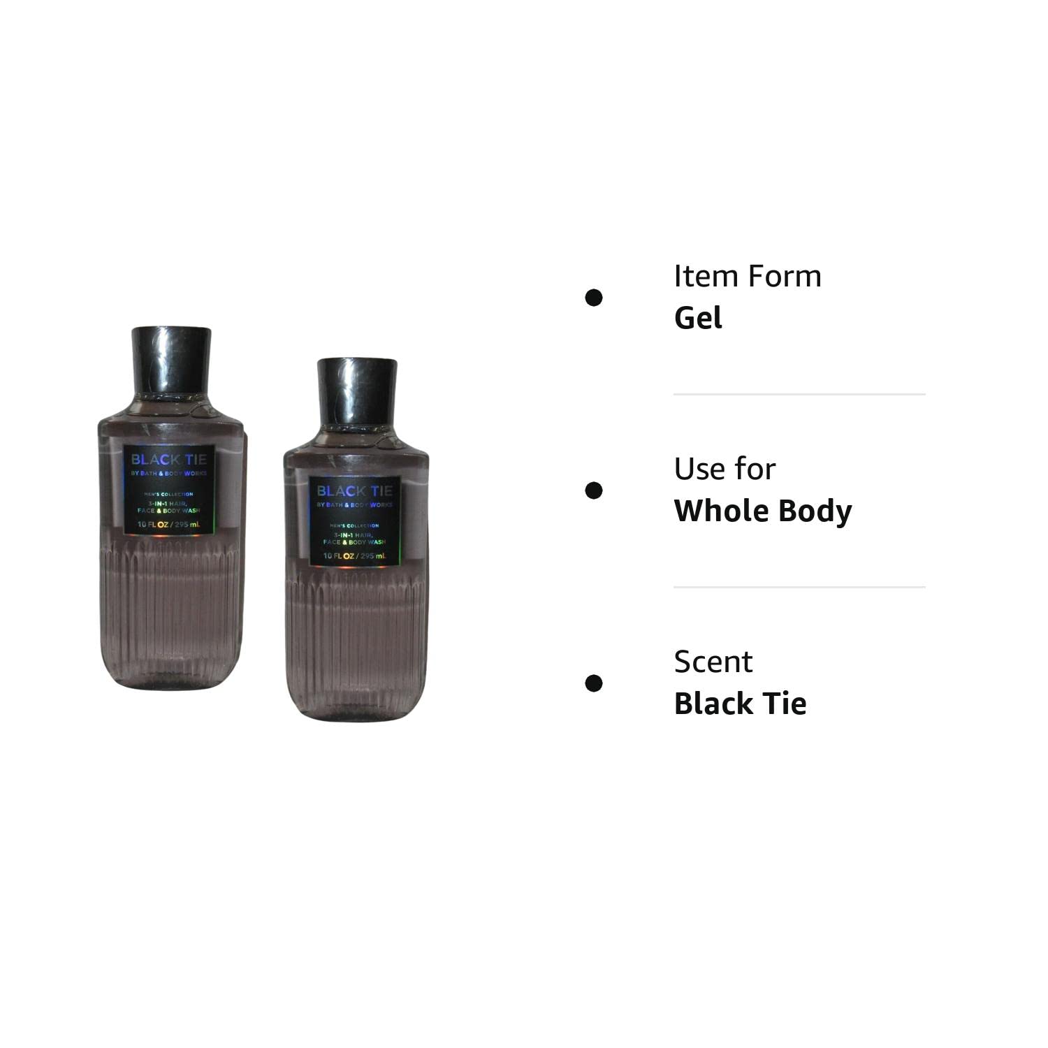 Bath and Body Works For Men 3-in-1 Hair, Face & Body Wash - Value Pack lot of 2 - Full Size (Black Tie)