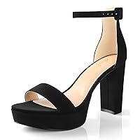 Ankis Platform Heels 4 Inches Chunky heels Sandals for Women Comfy Open Toe Block Heeled Sandals Black Nude White Silver Gold Ankle Strappy Heels Black Chunky Platform Heels for Women Summer Dress Shoes