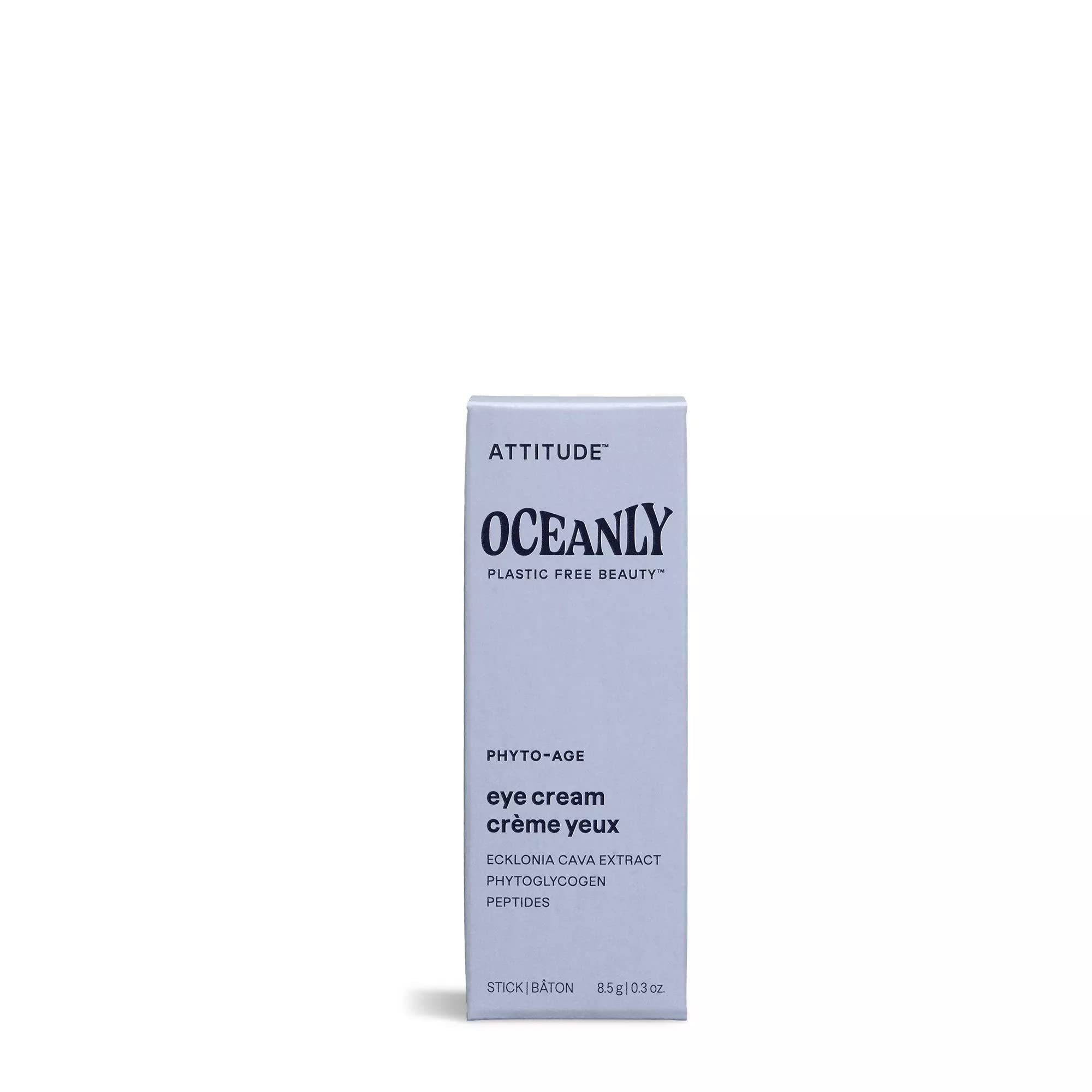 ATTITUDE Oceanly Eye Cream Bar, EWG Verified, Plastic-free, Plant and Mineral-Based Ingredients, Vegan and Cruelty-free Beauty Products, PHYTO AGE, Unscented, 0.3 Ounce