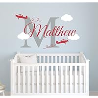 Custom Airplane Name Wall Decal - Boys Kids Room Decor - Nursery Wall Decals - Airplanes Stickers