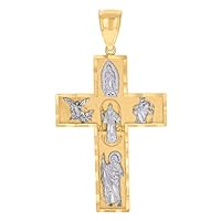 10k Two tone Gold Mens Cross Religious Charm Pendant Necklace Measures 66.1x36.1mm Wide Jewelry Gifts for Men