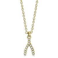 Allurez 14k Gold Diamond Pave Wishbone Pendant Necklace (0.03ct)