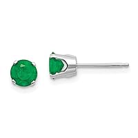 14k Gold Emerald Stud Earrings Jewelry for Women in White Gold and 3mm 4mm 5mm