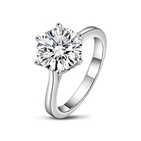 Moissanite Solitaire Wedding Engagement Ring Solid 14K White Gold/925 Sterling Silver 1.50 CT Round Cut - Thoughtful Gift for Her