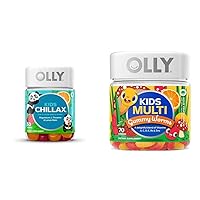 OLLY Kids Chillax, Magnesium Gummies Plus L-Theanine, Lemon Balm, Sherbet Flavor - 50 Count & Kids Multivitamin Gummy Worms, Overall Health and Immune Support, Vitamins and Minerals A, C, D