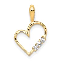 14k Yellow Gold AA 1/20ct. Diamond Heart Pendant