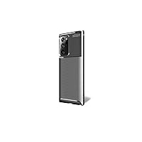 Samsung Galaxy Note 20 Slim Thin Carbon Fiber Designed Anti-Scratch and Non-Slip Light Weight Soft TPU Protective Cover Case -Black (Black)