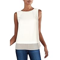 Vince Camuto Womens Tiered Sleeveless Blouse Ivory S