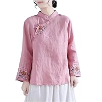 Chinese Traditional Women' Clothing Sleeve Shirt Cotton Linen Hanfu Qipao Ladies Top Female Cheongsam
