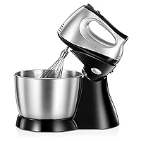 Stand Mixer, 3QT 5+P Speed Tilt Head Food Mixer, Kitchen Electric Mixer with Dough Hook, Wire Whip & Beater Stainless Steel Bowl