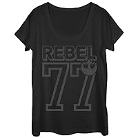 Women's Star Wars Rebel 77 Scoop Neck - Black - 2X Large