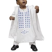 Kids African Clothing Embroidery Dashiki Outfit 3 Pieces Agbada Robe for Boy