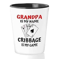Cribbage Shot Glass 1.5oz - Grandpa is my name - Card Game Classic Board Games Card Player Grandpa from Grandkids