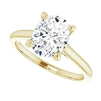 925 Silver,10K/14K/18K Solid Yellow Gold Handmade Engagement Ring 2.0 CT Oval Cut Moissanite Diamond Solitaire Wedding/Gorgeous Gift for Women/Her Bridal Rings