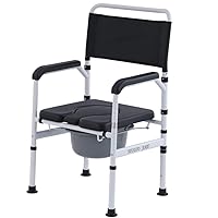 Commode Toilet Chair, Height Adjustable Aluminum Alloy Adult Toilet Commode Toilet Chair for Bedside Bathroom, for Elderly Seniors, Disabled, Handicapped, Grandparents