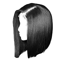 Women's Wigs, 12inch Middle Part Short Straight Bob Wig without Bangs, Natural Looking Synthetic Glueless Lace Front Hair Wigs, Heat Resistant Faux Hair for Women Girls(Black)