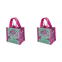 Karma Reusable Gift Bags - Tote Bag and Gift Bag with Handles - Perfect for Birthday Gifts and Party Bags RPET 1 Flowers Tiny (Pack of 2)