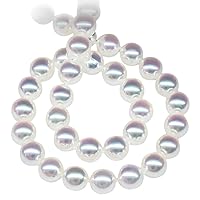 JYX Pearl Natural Akoya Pearl Necklace 9-9.5mm White Round Long Seawater Pearl Layered Necklace 50