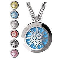 Infinity Flame Knot Essential Oil Diffuser Necklace, Stainless Steel Locket Pendant with 24 inch Chain, 12 Color Refill Pads, Customizable Color Changing Perfume Jewelry Aromatherapy