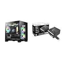 Bgears b-Pellucid MicroATX Gaming PC Case with Infinity Tempered Glass & Thermaltake Smart 700W 80+ White Certified PSU, Continuous Power with 120mm Ultra Quiet Fan, ATX 12V V2.3