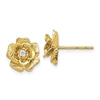 14k Yellow Gold Polished Post Earrings Diamond Earrings Measures 11x11mm Wide Jewelry for Women