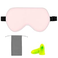 Amazon Basics Genuine Natural Mulberry Silk Curved Sleep Eye Mask with Adjustable Strap, One Size, Pink