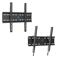 PERLESMITH Tilting TV Wall Mount Low Profile for Most 23-60 inch TVs with VESA 400x400mm up to 115lbs PSMTK1, Fixed TV Wall Mount for Most 26-60 inch TVs up to 115lb with Max VESA 400x400mm PSML1