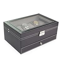 PU Leather Double-Layer 12-Bit Watch Storage Boxes Sunglasses Organizer (Color : A, Size