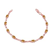 CITRINE GEMSTONE TENNIS BRACELET IN ROSE GOLD - Gold Purity:: 14K, Bracelet Sizes:: 7.5
