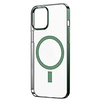 Clear Magnetic Case for iPhone 13 Pro Max/13 Pro/13/13 Mini with Wireless Charging, Thin Slim Fit Hard Back Shockproof Anti-Yellow Protective Case,Green,13pro max 6.7