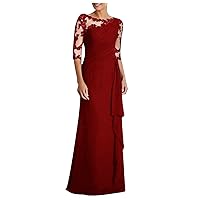 Chiffon Wedding Guest Dresses for Women Long Sleeve Dresses Lace Evening Dress Bridesmaid Dress Maxi for Formal Party